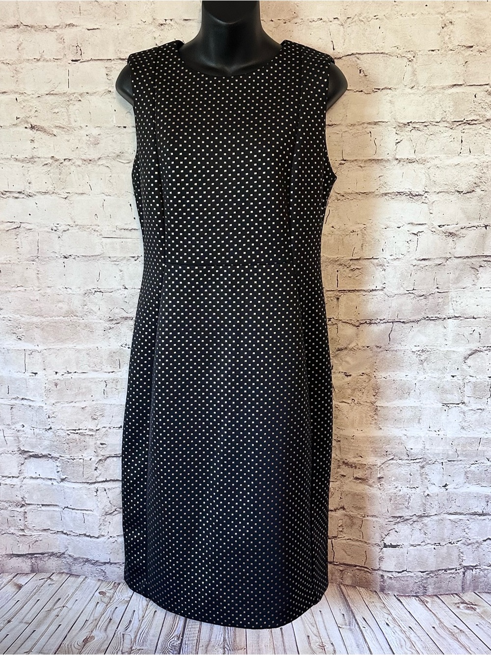 Calvin Klein Black Dress with Gold Accents - Sleeveless Midi Sheath